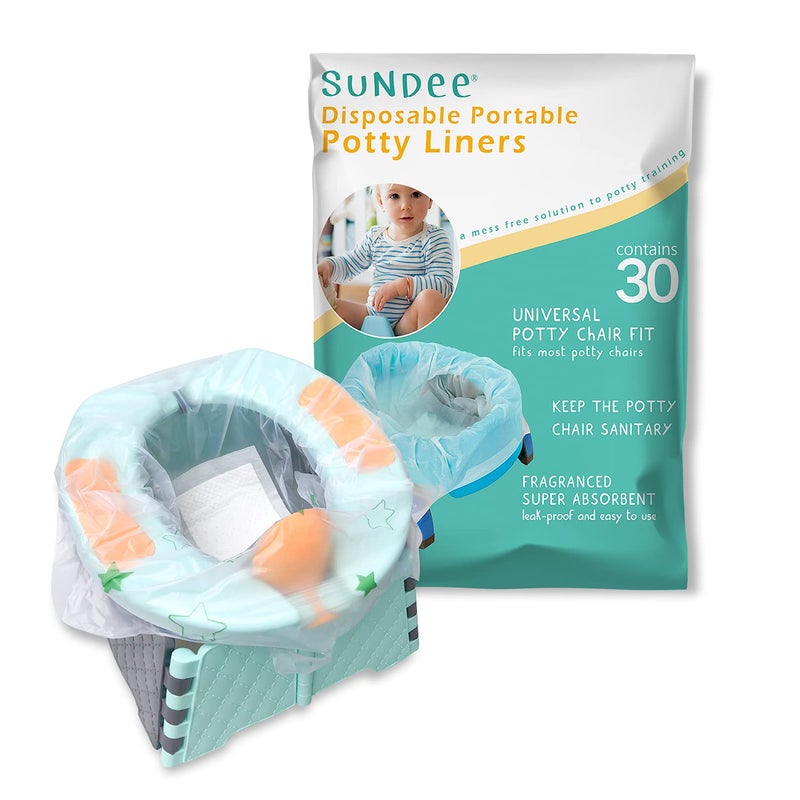 Sundee Potty Chair Liners, Portable Disposable Potty Liner Bags for Universal Potty Training Toilet Seat, Toddler Outdoors Travel Baby Toilet Liners - 30 Pack - Image 1